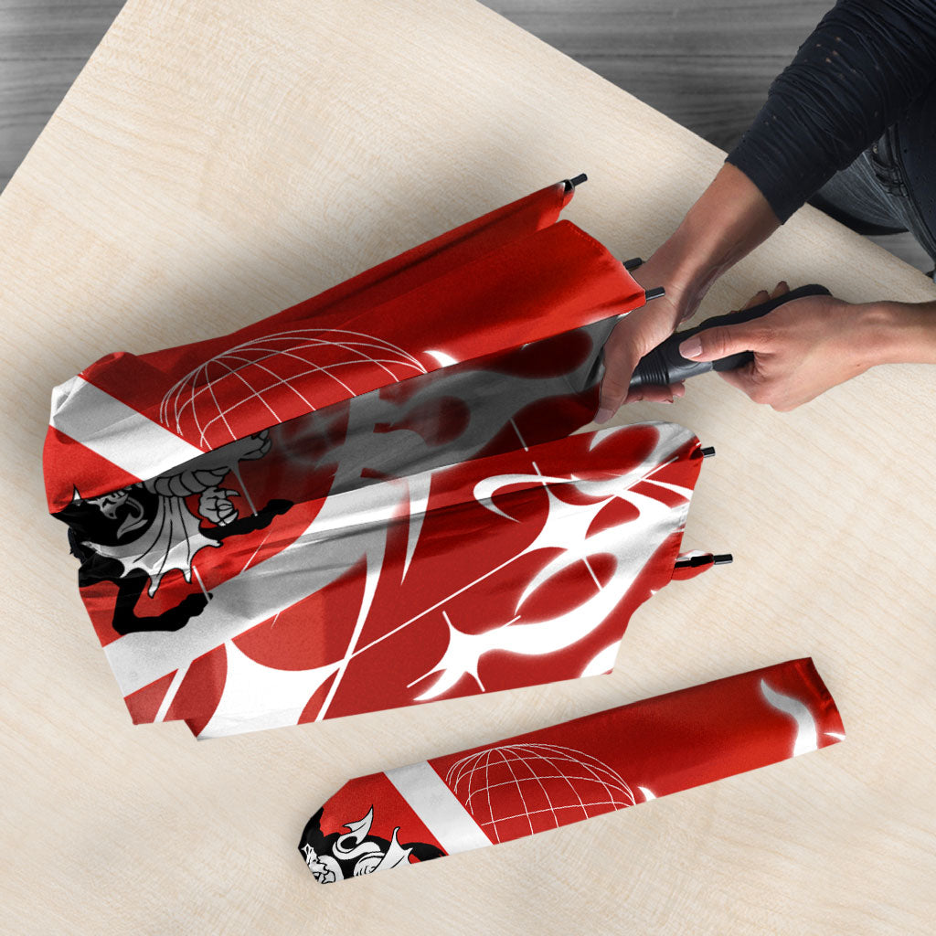 Personalized St. George Illawarra Dragons Umbrella Y2K Grunge Aesthetic With Cyber Flames and Starburst Graphics