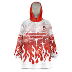Personalized St. George Illawarra Dragons Wearable Blanket Hoodie Y2K Grunge Aesthetic With Cyber Flames and Starburst Graphics