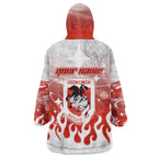 Personalized St. George Illawarra Dragons Wearable Blanket Hoodie Y2K Grunge Aesthetic With Cyber Flames and Starburst Graphics