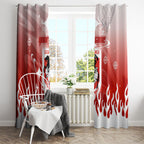 Personalized St. George Illawarra Dragons Window Curtain Y2K Grunge Aesthetic With Cyber Flames and Starburst Graphics