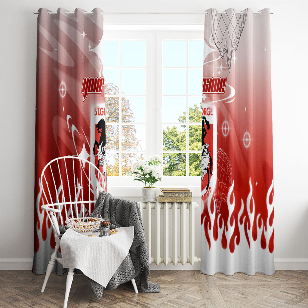 Personalized St. George Illawarra Dragons Window Curtain Y2K Grunge Aesthetic With Cyber Flames and Starburst Graphics