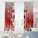 Personalized St. George Illawarra Dragons Window Curtain Y2K Grunge Aesthetic With Cyber Flames and Starburst Graphics