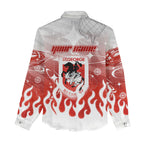 Personalized St. George Illawarra Dragons Women Casual Shirt Y2K Grunge Aesthetic With Cyber Flames and Starburst Graphics