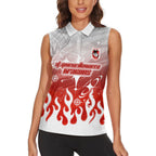 Personalized St. George Illawarra Dragons Women Sleeveless Polo Shirt Y2K Grunge Aesthetic With Cyber Flames and Starburst Graphics