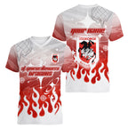 Personalized St. George Illawarra Dragons Women V-Neck T-Shirt Y2K Grunge Aesthetic With Cyber Flames and Starburst Graphics
