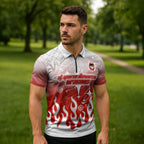Personalized St. George Illawarra Dragons Zipper Polo Shirt Y2K Grunge Aesthetic With Cyber Flames and Starburst Graphics