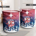 Personalized Sydney Roosters Laundry Basket Y2K Grunge Aesthetic With Cyber Flames and Starburst Graphics