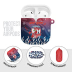 Personalized Sydney Roosters AirPods Case Y2K Grunge Aesthetic With Cyber Flames and Starburst Graphics