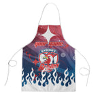 Personalized Sydney Roosters Apron Y2K Grunge Aesthetic With Cyber Flames and Starburst Graphics