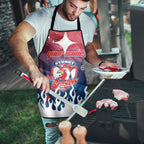 Personalized Sydney Roosters Apron Y2K Grunge Aesthetic With Cyber Flames and Starburst Graphics