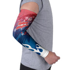 Personalized Sydney Roosters Arm Sleeves Y2K Grunge Aesthetic With Cyber Flames and Starburst Graphics