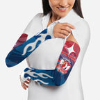 Personalized Sydney Roosters Arm Sleeves Y2K Grunge Aesthetic With Cyber Flames and Starburst Graphics