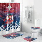 Personalized Sydney Roosters Bathroom Set Y2K Grunge Aesthetic With Cyber Flames and Starburst Graphics