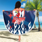 Personalized Sydney Roosters Beach Blanket Y2K Grunge Aesthetic With Cyber Flames and Starburst Graphics