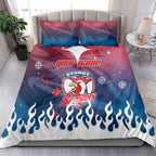 Personalized Sydney Roosters Bedding Set Y2K Grunge Aesthetic With Cyber Flames and Starburst Graphics