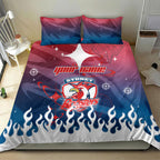 Personalized Sydney Roosters Bedding Set Y2K Grunge Aesthetic With Cyber Flames and Starburst Graphics