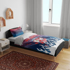 Personalized Sydney Roosters Bedding Set Y2K Grunge Aesthetic With Cyber Flames and Starburst Graphics