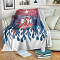 Personalized Sydney Roosters Blanket Y2K Grunge Aesthetic With Cyber Flames and Starburst Graphics