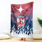 Personalized Sydney Roosters Blanket Y2K Grunge Aesthetic With Cyber Flames and Starburst Graphics