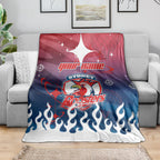 Personalized Sydney Roosters Blanket Y2K Grunge Aesthetic With Cyber Flames and Starburst Graphics