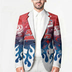 Personalized Sydney Roosters Blazer Y2K Grunge Aesthetic With Cyber Flames and Starburst Graphics