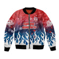 Personalized Sydney Roosters Bomber Jacket Y2K Grunge Aesthetic With Cyber Flames and Starburst Graphics