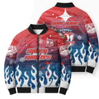 Personalized Sydney Roosters Bomber Puffer Jacket Y2K Grunge Aesthetic With Cyber Flames and Starburst Graphics