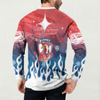 Personalized Sydney Roosters Button Sweatshirt Y2K Grunge Aesthetic With Cyber Flames and Starburst Graphics