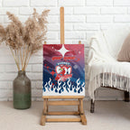 Personalized Sydney Roosters Canvas Wall Art Y2K Grunge Aesthetic With Cyber Flames and Starburst Graphics