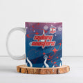 Personalized Sydney Roosters Ceramic Mug Y2K Grunge Aesthetic With Cyber Flames and Starburst Graphics