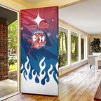 Personalized Sydney Roosters Door Cover Y2K Grunge Aesthetic With Cyber Flames and Starburst Graphics