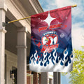 Personalized Sydney Roosters Garden Flag Y2K Grunge Aesthetic With Cyber Flames and Starburst Graphics
