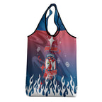 Personalized Sydney Roosters Grocery Bag Y2K Grunge Aesthetic With Cyber Flames and Starburst Graphics