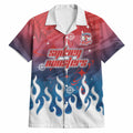 Personalized Sydney Roosters Hawaiian Shirt Y2K Grunge Aesthetic With Cyber Flames and Starburst Graphics