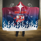 Personalized Sydney Roosters Hooded Blanket Y2K Grunge Aesthetic With Cyber Flames and Starburst Graphics