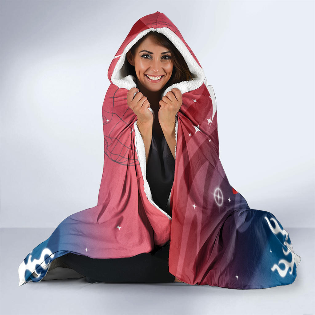 Personalized Sydney Roosters Hooded Blanket Y2K Grunge Aesthetic With Cyber Flames and Starburst Graphics