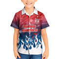 Personalized Sydney Roosters Kid Hawaiian Shirt Y2K Grunge Aesthetic With Cyber Flames and Starburst Graphics