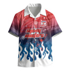 Personalized Sydney Roosters Kid Hawaiian Shirt Y2K Grunge Aesthetic With Cyber Flames and Starburst Graphics
