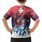 Personalized Sydney Roosters Kid Hawaiian Shirt Y2K Grunge Aesthetic With Cyber Flames and Starburst Graphics