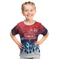 Personalized Sydney Roosters Kid T Shirt Y2K Grunge Aesthetic With Cyber Flames and Starburst Graphics
