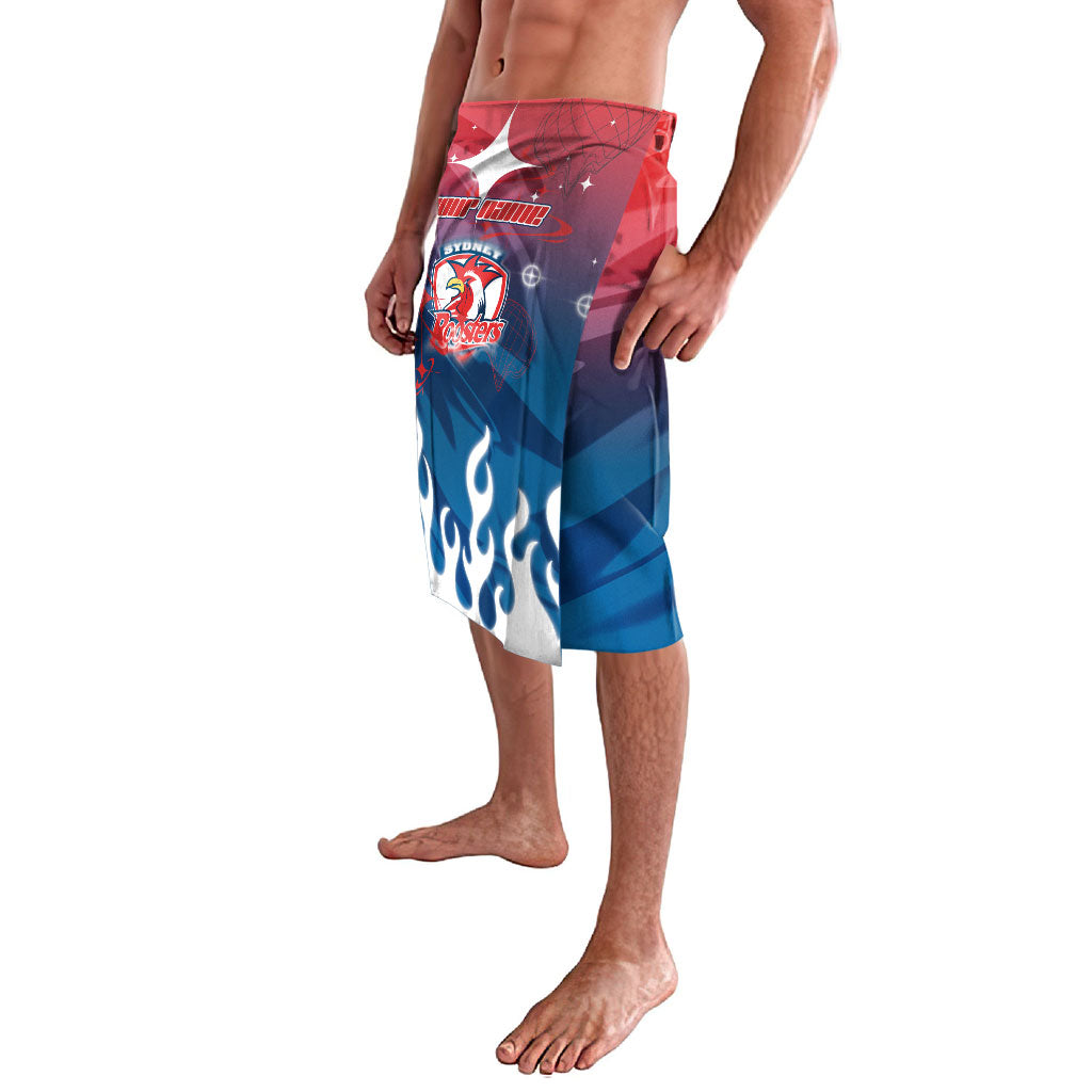 Personalized Sydney Roosters Lavalava Y2K Grunge Aesthetic With Cyber Flames and Starburst Graphics