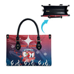 Personalized Sydney Roosters Leather Bag Y2K Grunge Aesthetic With Cyber Flames and Starburst Graphics