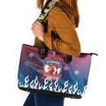 Personalized Sydney Roosters Leather Tote Bag Y2K Grunge Aesthetic With Cyber Flames and Starburst Graphics