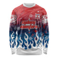 Personalized Sydney Roosters Long Sleeve Shirt Y2K Grunge Aesthetic With Cyber Flames and Starburst Graphics