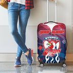 Personalized Sydney Roosters Luggage Cover Y2K Grunge Aesthetic With Cyber Flames and Starburst Graphics