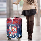 Personalized Sydney Roosters Luggage Cover Y2K Grunge Aesthetic With Cyber Flames and Starburst Graphics