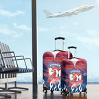 Personalized Sydney Roosters Luggage Cover Y2K Grunge Aesthetic With Cyber Flames and Starburst Graphics