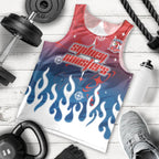 Personalized Sydney Roosters Men Tank Top Y2K Grunge Aesthetic With Cyber Flames and Starburst Graphics