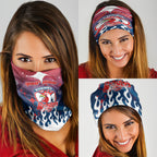 Personalized Sydney Roosters Neck Gaiter Y2K Grunge Aesthetic With Cyber Flames and Starburst Graphics