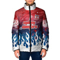 Personalized Sydney Roosters Padded Jacket Y2K Grunge Aesthetic With Cyber Flames and Starburst Graphics